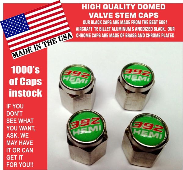 Chrome Dodge Challenger SRT Hellcat 392 Hemi Sublime Green Valve Stem Air Caps