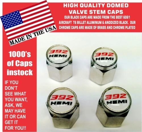 Chrome Dodge Challenger SRT Hellcat 392 Hemi White Valve Stem Air Caps