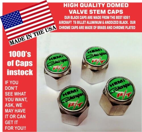 Chrome Dodge Charger Hemi RT SRT Hellcat Mopar Sublime Green Valve Stem Caps