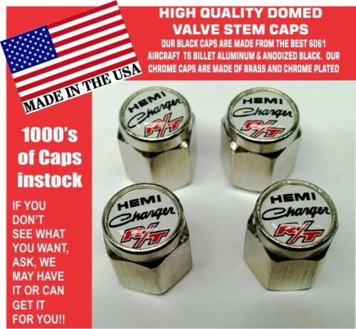 Chrome Dodge Charger Hemi RT SRT Hellcat Mopar White Valve Stem Caps Nice