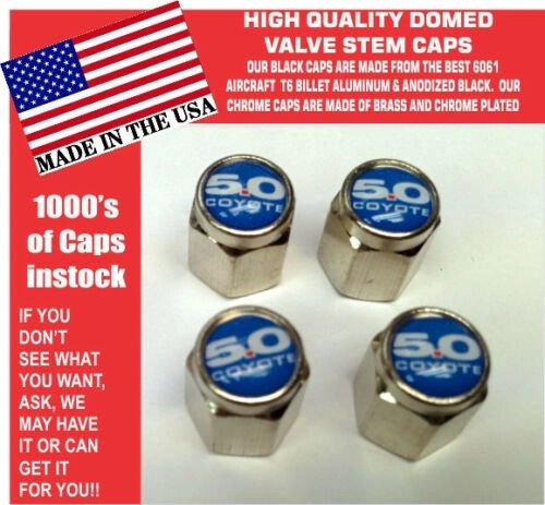 Chrome Fits Ford 5.0 Blue Coyote Mustang Cobra Shelby GT Valve Stem Caps