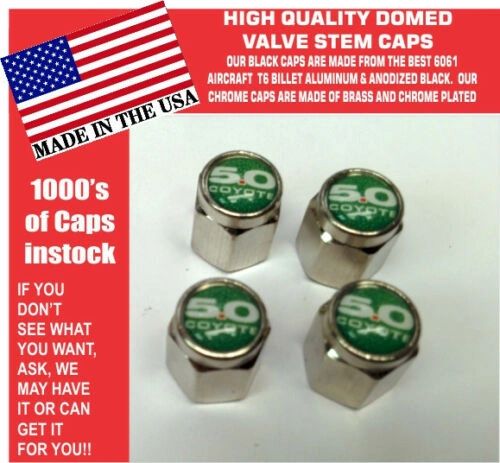 Chrome Fits Ford 5.0 Green Coyote Mustang Cobra Shelby GT Valve Stem Caps