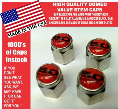 Chrome Fits Ford 5.0 Red Coyote Mustang Cobra Shelby GT Valve Stem Caps