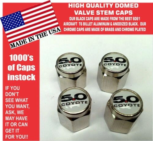 Chrome Fits Ford 5.0 White Coyote Mustang Cobra Shelby GT Valve Stem Caps