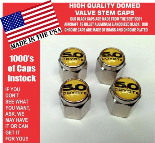 Chrome Fits Ford 5.0 Yellow Coyote Mustang Cobra Shelby GT Valve Stem Caps