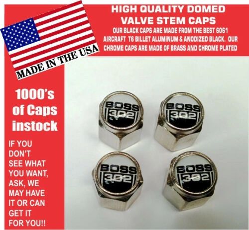 Chrome Fits Ford Boss 302 5.0 White Coyote Mustang Cobra Shelby GT Stem Caps