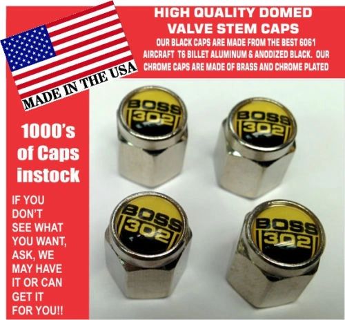 Chrome Fits Ford Boss 302 5.0 Yellow Coyote Mustang Cobra Shelby GT Stem Caps