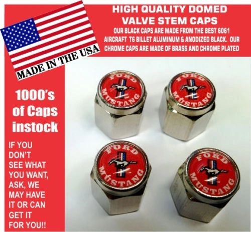 Chrome Fits Ford Mustang 289 302 429 Shelby Cobra GT GT350 Red Stem Caps