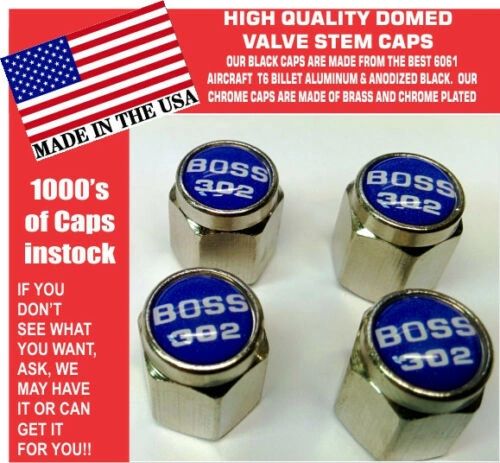 Chrome Fits Ford Mustang Tribute Fastback 302 Blue Valve Stem Caps - Nice