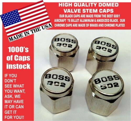 Chrome Fits Ford Mustang Tribute Fastback 302 White Valve Stem Caps - Nice