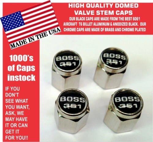 Chrome Fits Ford Mustang Tribute Fastback 351 Black Valve Stem Caps - Nice