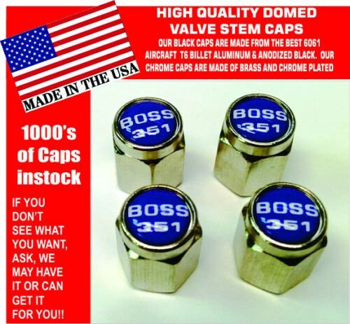 Chrome Fits Ford Mustang Tribute Fastback 351 Blue Valve Stem Caps - Nice