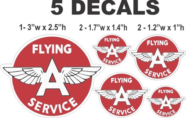 5 Vintage Style Flying A Service Decals