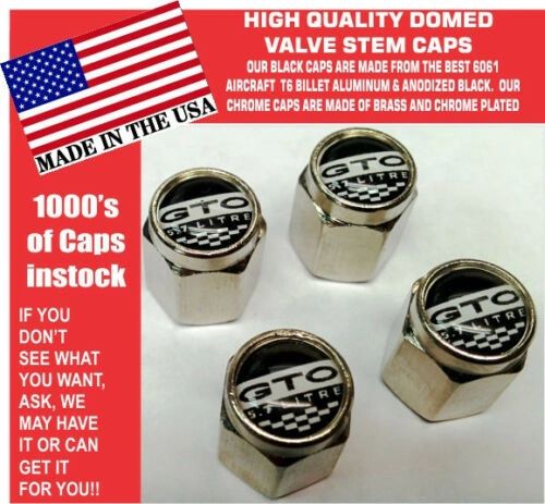 Chrome Pontiac GTO 5.7 LS2 Black Valve Stem Caps All Metal