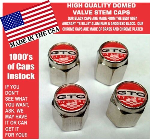 Chrome Pontiac GTO 5.7 LS2 Red Valve Stem Caps All Metal - Nice!