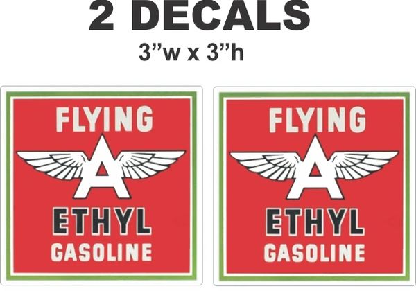 2 Flying A Ethyl Gasoline Decals