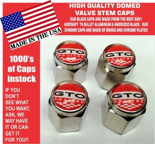 Chrome Pontiac GTO 6.0 LS2 Red Valve Stem Caps All Metal