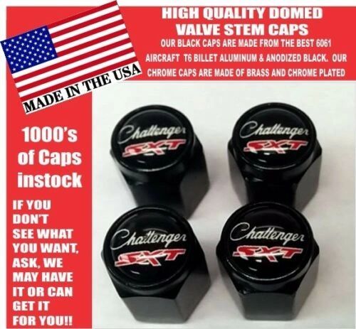 Dodge Mopar Challenger SXT Pentastar Billet Aluminum Black Valve Stem Caps