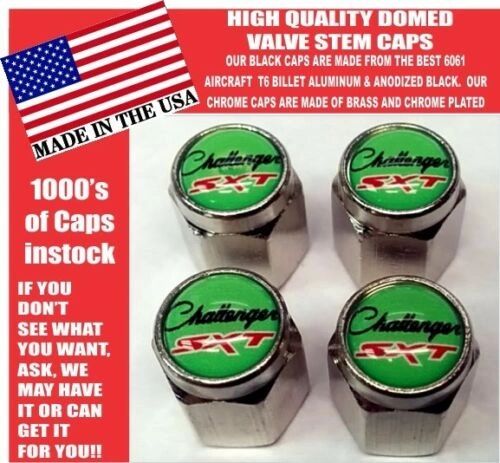 Dodge Mopar Challenger SXT Pentastar Chrome Sublime Green Valve Stem Caps NICE