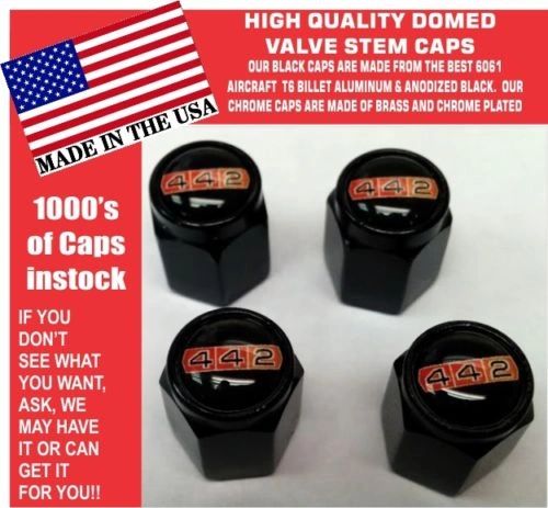 Domed Aluminum Hurst Oldsmobile 442 Rocket 455 Valve Stem Caps NO ABS PLASTIC