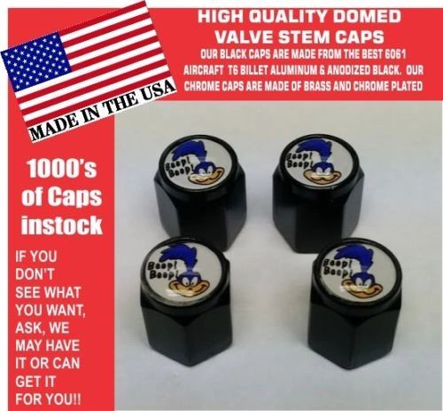 4 Black Billet Aluminum Domed Plymouth Super Bird Road Runner Valve Stem Caps