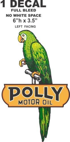 Polly Motor Oil Left Facing 6" Tall - Full Bleed (No White Space)