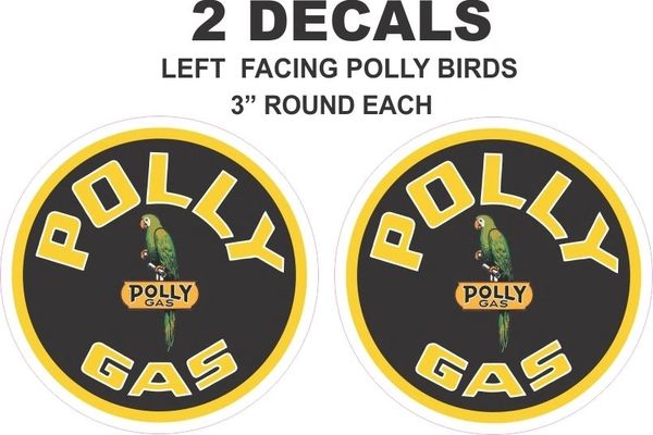 2 Polly Gasoline Round Decal - Both decals Left Facing Birds