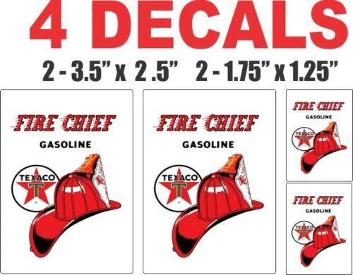 4 Fire Chief Gasoline Decals, Great for any projects