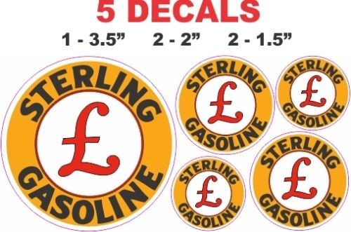 5 Sterling Gasoline Vinyl Decals