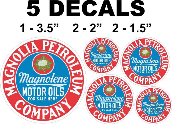 5 Magnolia Petroleum Magnolene Motor Oils Decals