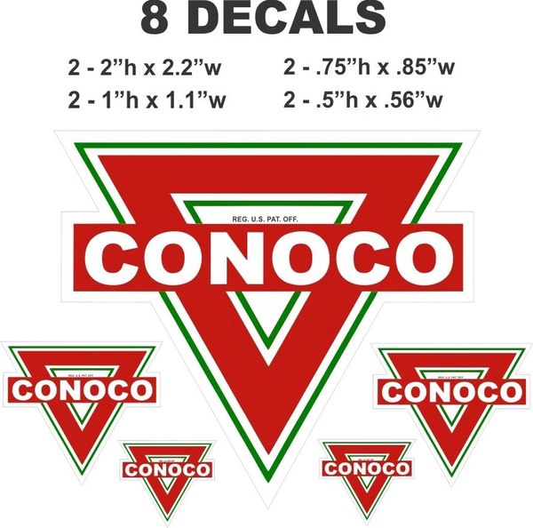 8 Conoco Gasoline Decals - Great for Scale models and Dioramas
