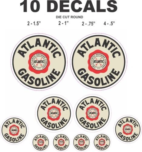 10 Atlantic Gasoline Decals - Great For Gas and Oil Cans / Scale Models / ioramas