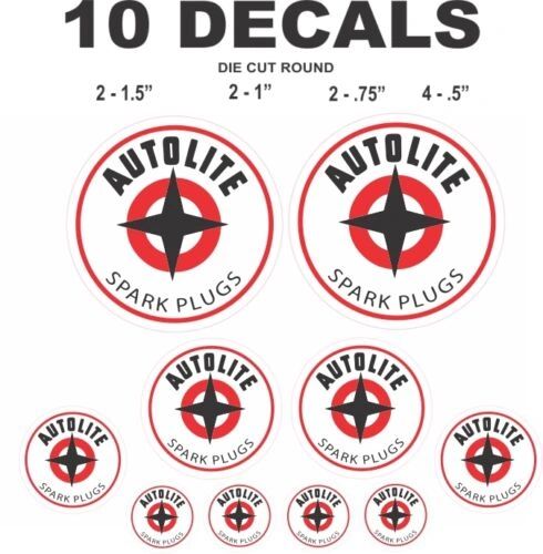 10 Autolite Spark Plug Decals, Great For Scale Models and Dioramas