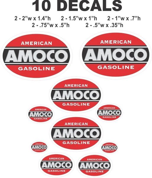 10 Amoco American Gasoline Decals, Great Fro Scale Models, Gas / Oil Cans. Dioramas