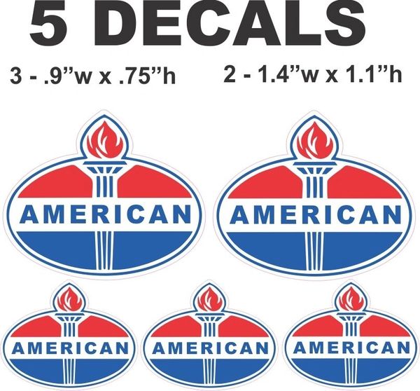 5 American Gasoline Decals - Nice