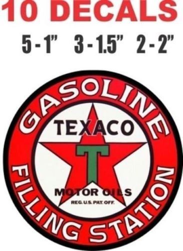 10 Texaco Gasoline Filing Station Decals Great For Scale Models Gas and Oil Cans and Dioramas