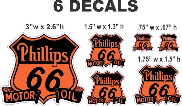 6 Phillips 66 Motor Oil Decals