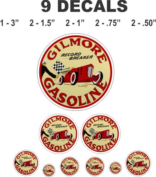 9 Gilmore Record Breaker Gasoline Decals, Great For Dioramas