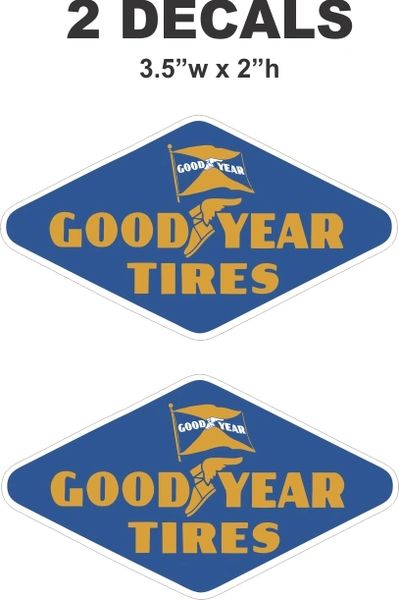 2 Vintage Style Good Year Goodyear Decals