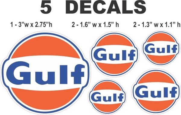 5 Gulf Gasoline Decals - Nice