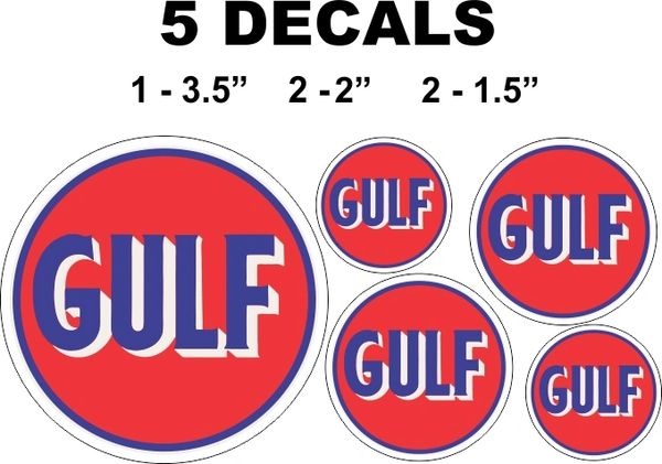 3 Round Gulf Gasoline Decals