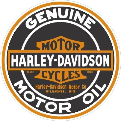 3.5" Round Harley Davidson Motor Oil Decal - Nice and Sharp