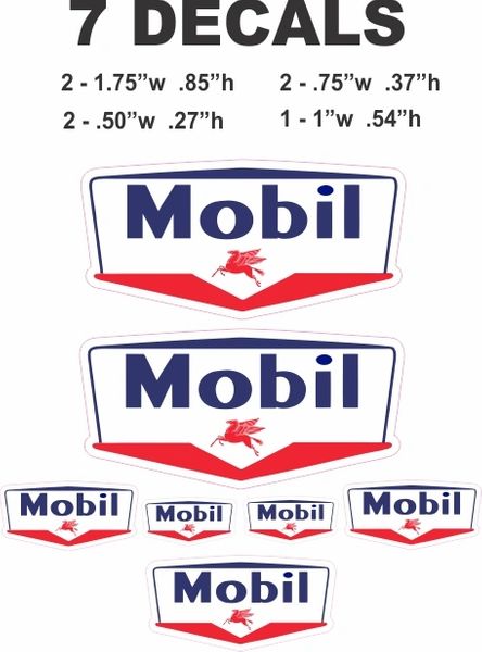 7 Vintage Style Mobil Gasoline Decals