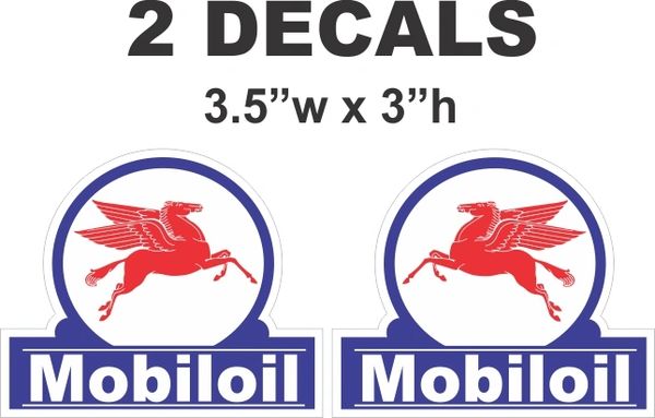 2 Mobil Oil Mobiloil Decals Left and Right Facing Pegasus