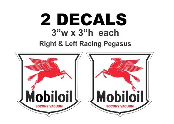 2 Mobiloil Mobil Oil Pegasus Left and Right Decals