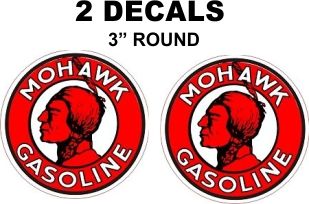 2 Mohawk Gasoline Decals - Sharp and Vivid - Nice