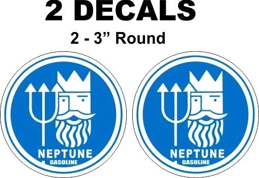 2 Blue Neptune Gasoline Decals