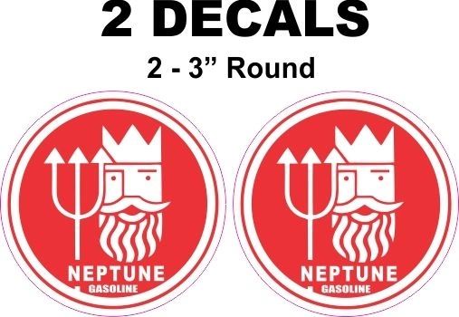 2 Red Neptune Gasoline Decals