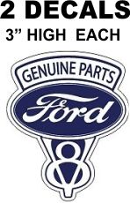 2 Ford V8 Genuine Parts Decals