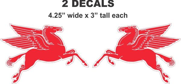 2 Mobil Pegasus Decals Left and Right Facing - Nice and Sharp